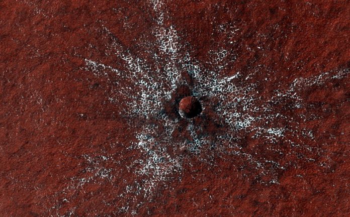This crater on Mars is just a couple of years old