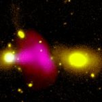 Scientists find a unique black hole firing jets at neighboring galaxy